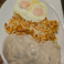 Freshly baked biscuits topped with creamy sausage gravy at Kla-Mo-Ya Casino Restaurant.
