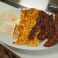 Bacon, eggs and hash browns breakfast plate.